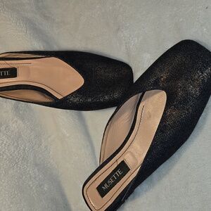 Musette Mules Blue With Metallic Undertones Leather Sz 38